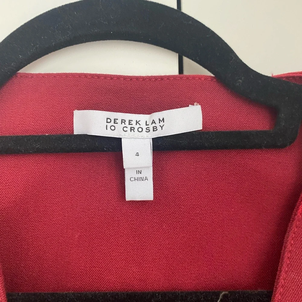 DEREK LAM 10 CROSBY Red Button Mini Dress - Picture 3 of 5